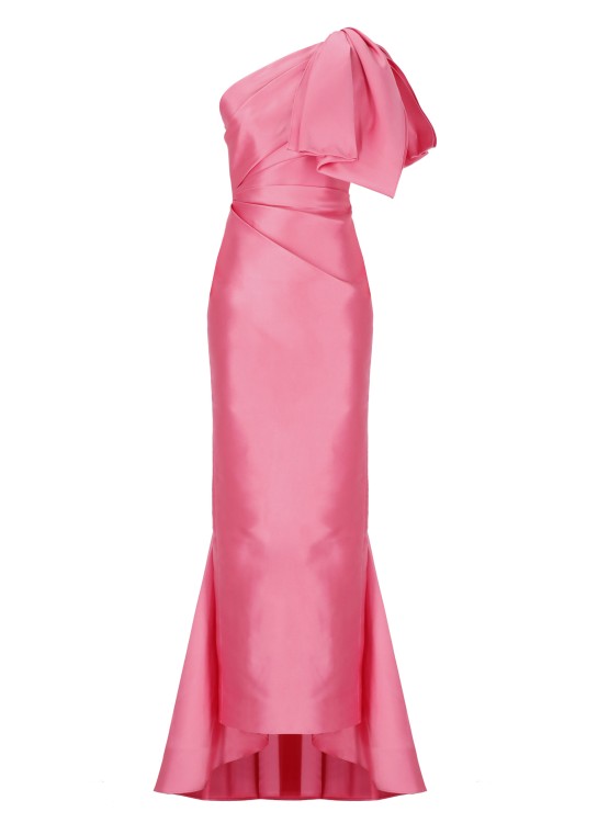 Solace London The Priya Bow-embellished Faille Gown In Pink