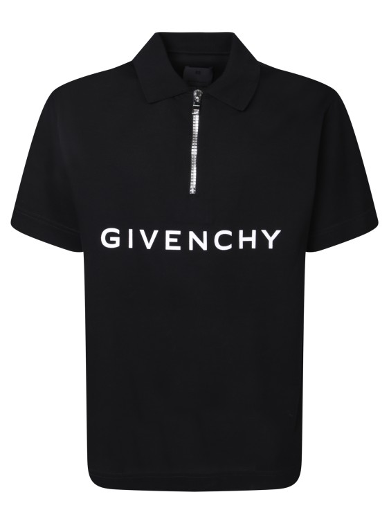 Shop Givenchy Cotton Zipper Polo Shirt With Oversized Fit In Black