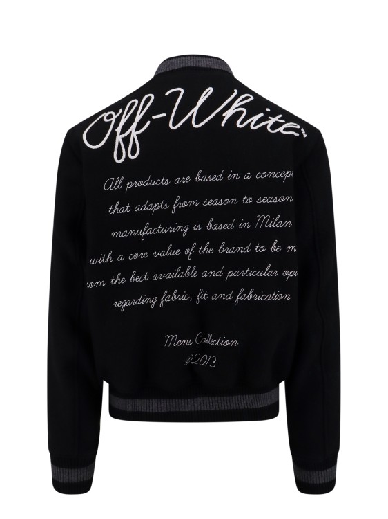 Shop Off-white Varsity Wool Bomber With Iconic Embroidery In Black