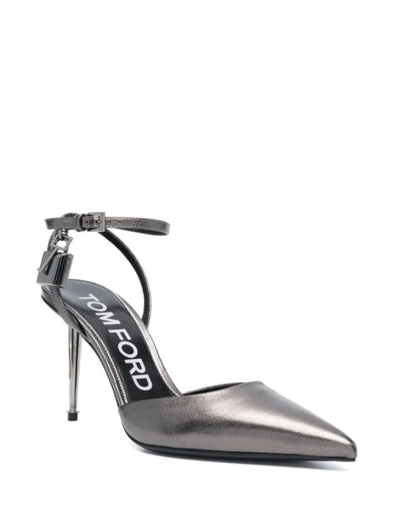 Shop Tom Ford Gray Padlock Slingback Heeled Shoes In Grey