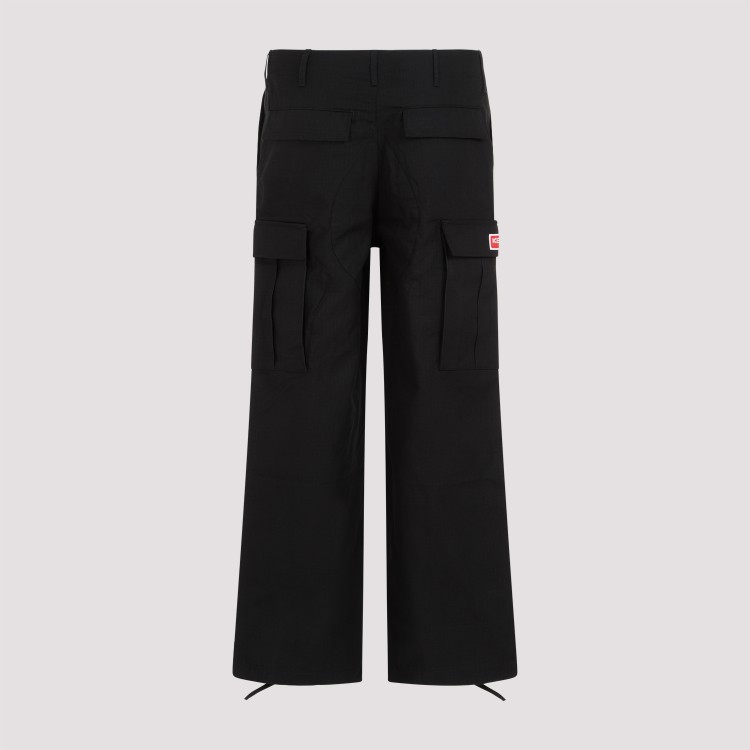 Shop Kenzo Black Cotton Cargo Pants