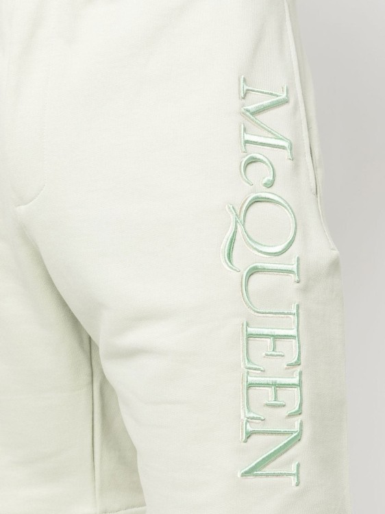 Shop Alexander Mcqueen Green Logo-embroidered Shorts In White