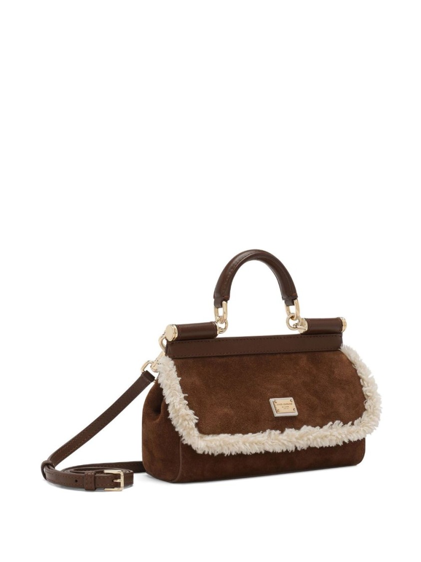 Dolce & Gabbana Sicily Leather Tote Bag In Brown