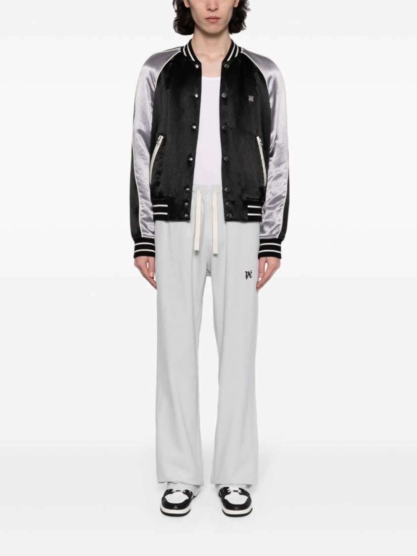 Shop Palm Angels Trousers With Logo In Grey