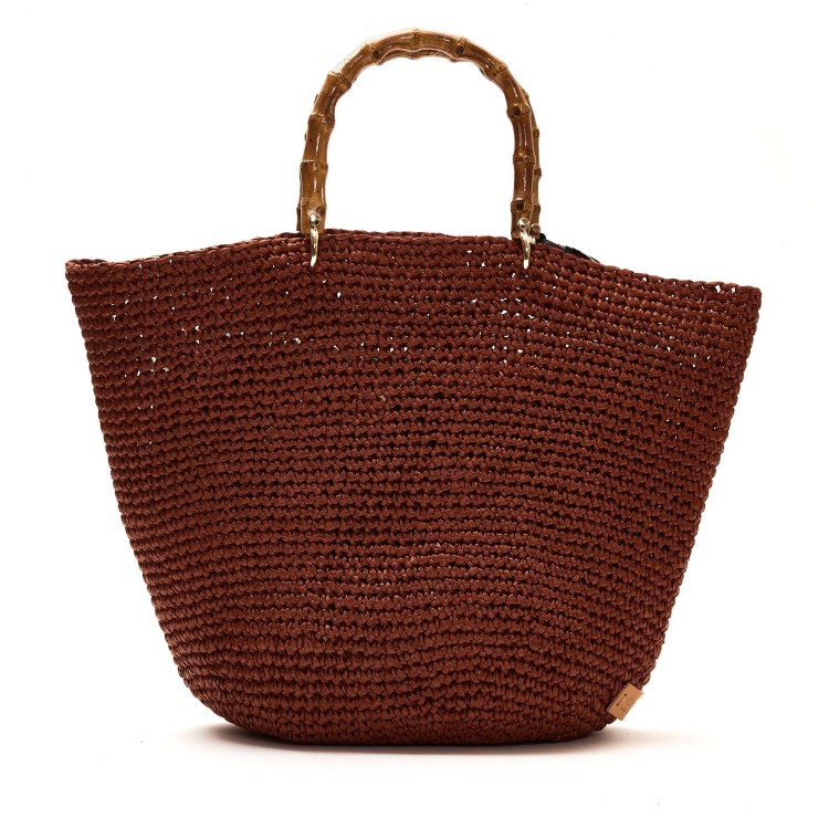 Chica Large Rust Crochet Bag In Burgundy