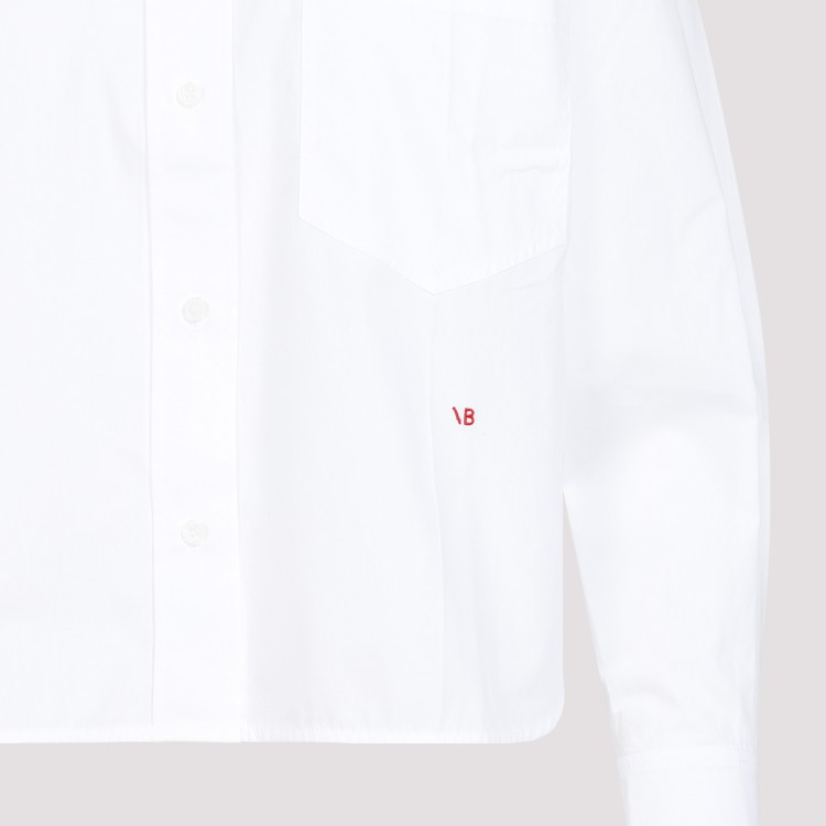 Shop Victoria Beckham White Organic Cotton Cropped Shirt