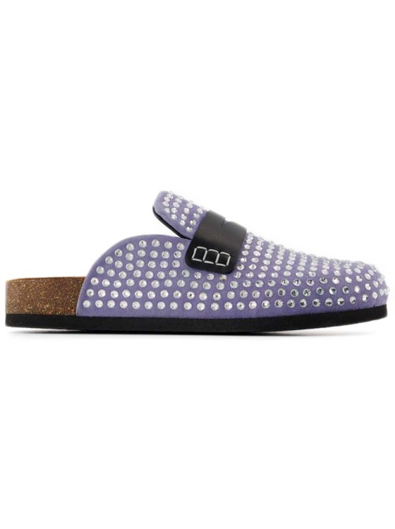 Shop Jw Anderson Crystal Loafers  - Purple - Leather