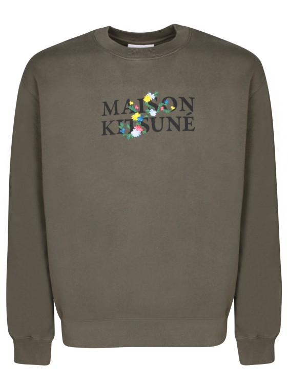 Maison Kitsuné Military Green Sweatshirt In Grey