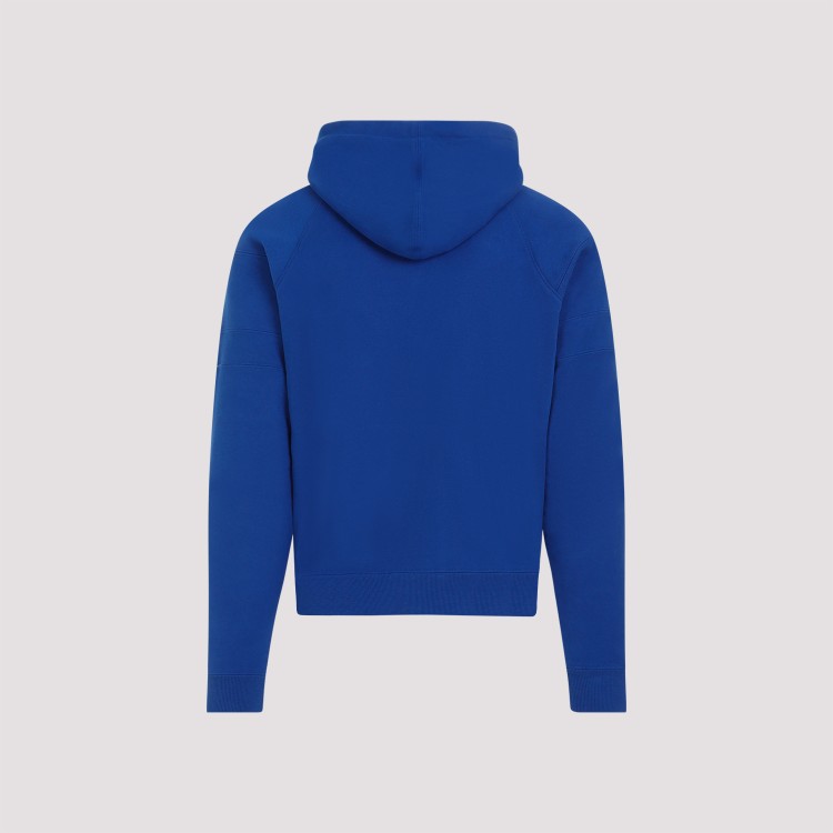 Shop Saint Laurent Embroidered Blue Cotton Hoodie