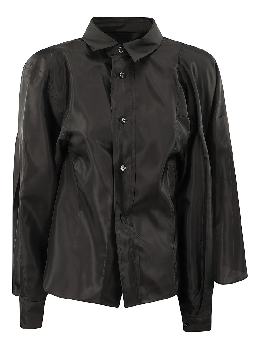 Comme Des Garçons Asymmetric Polyester Shirt In Black