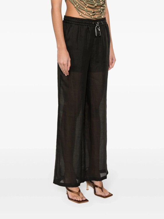 Shop Lorena Antoniazzi Black Semi-sheer Straight-leg Pants