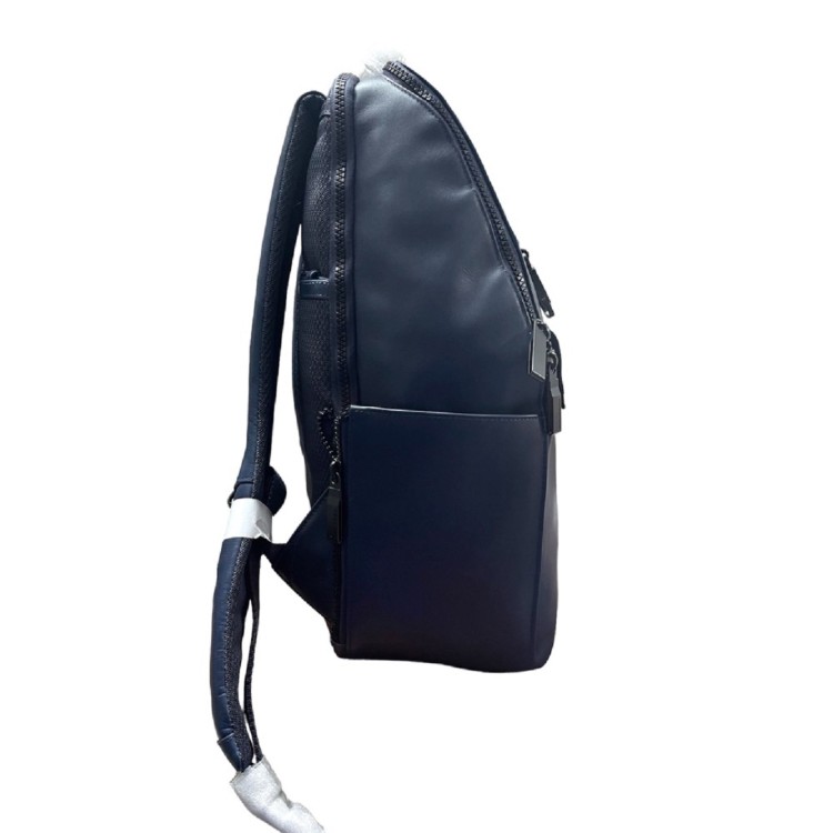 Shop Piquadro Blue Leather Backpack With Rfid Protection