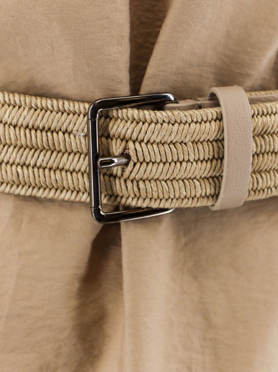 Shop Brunello Cucinelli Cotton Blend Dress With Belt In Brown