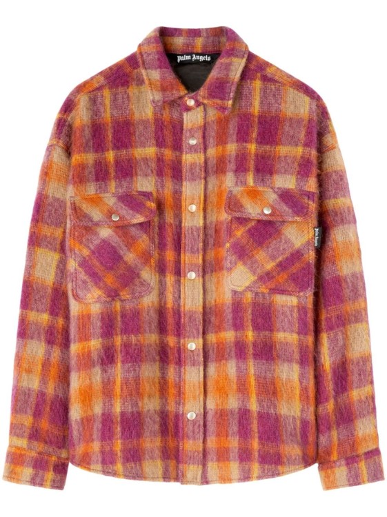 Shop Palm Angels Multicolored Plaid Jacket In Burgundy
