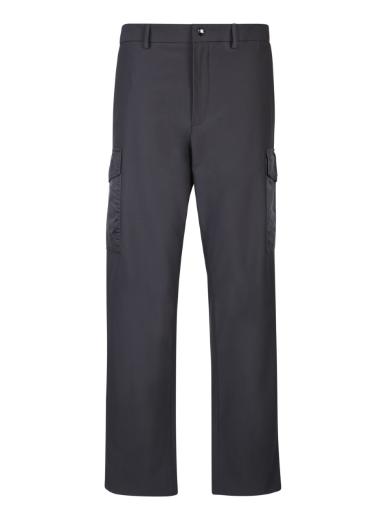 Moncler Nylon Black Trousers In Grey