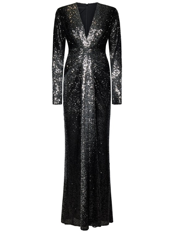 Shop Zuhair Murad Black And Silver Sequins Long Dress