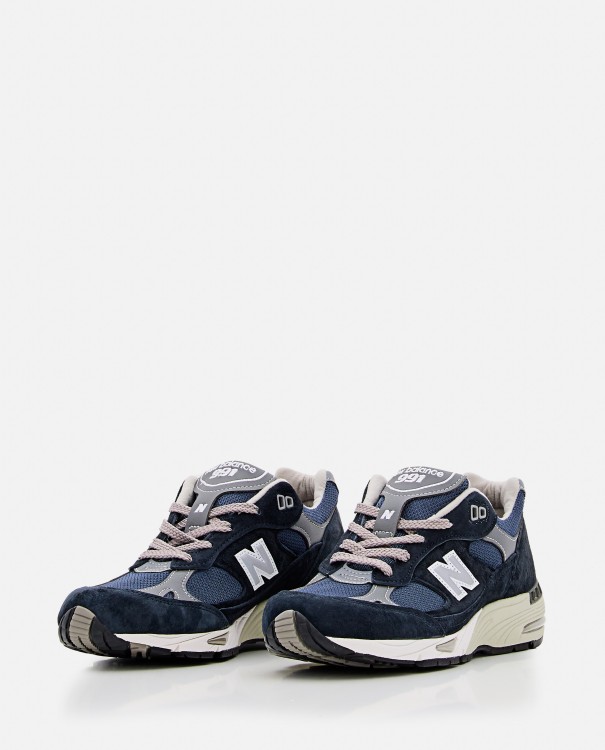 Shop New Balance 991 Leather Sneakers In Blue