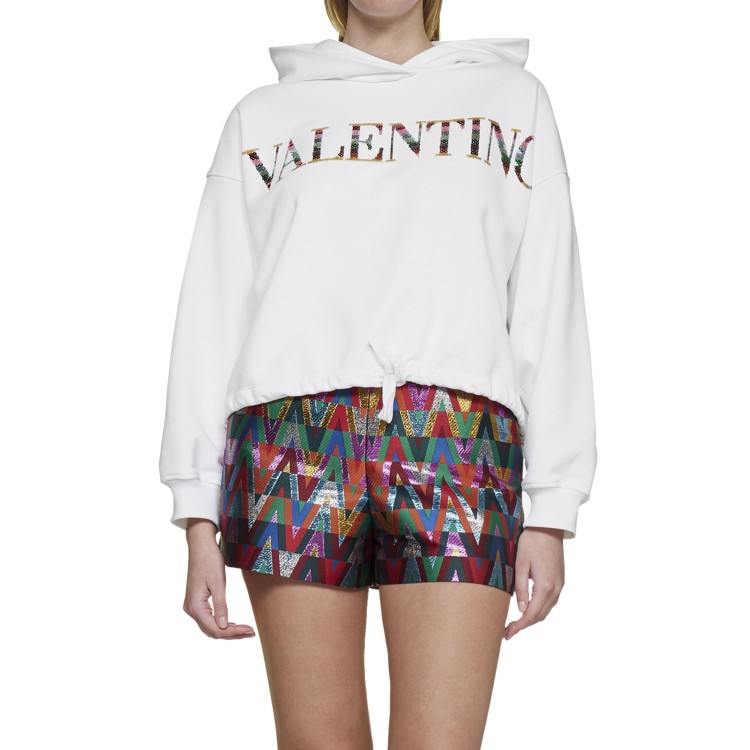 Shop Valentino Cotton Logo Sweatshirt In Neutrals