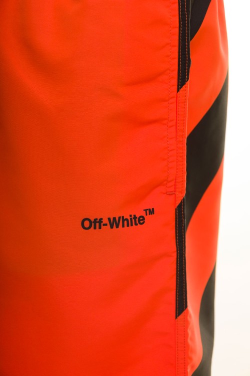 Shop Off-white Orange Swim Trunks With Diag Print At The Back In Polyester In Red