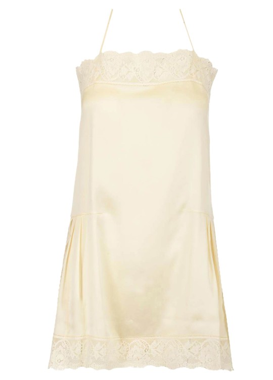 Shop Maison Margiela Beige Silk Dress In White