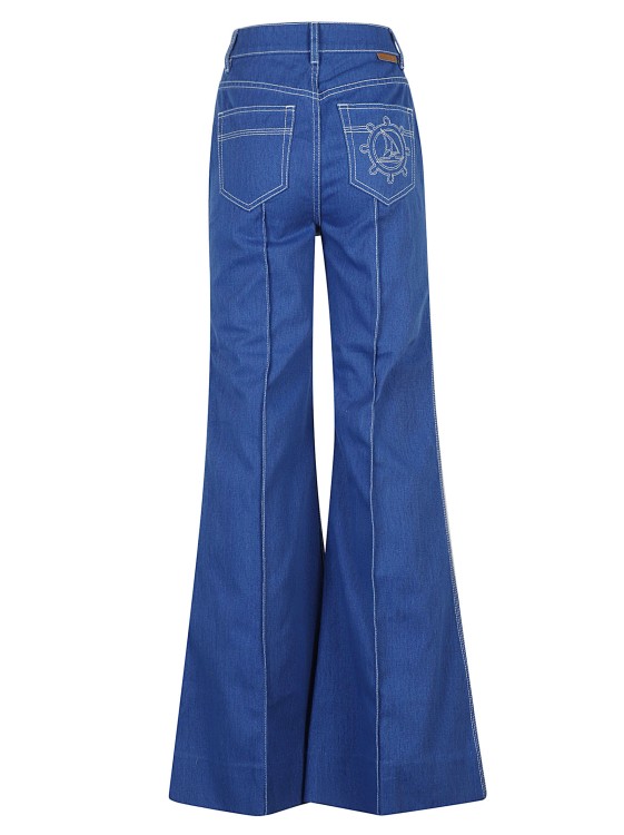 Shop Zimmermann Indigo Blue Cotton Flared Trousers