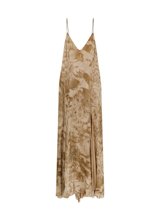 Shop Blumarine Viscose Dress With Camouflage Python Print In Neutrals