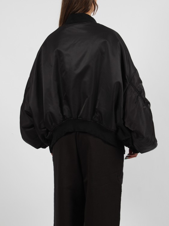 Shop Balenciaga Off Shoulder Bomber In Black