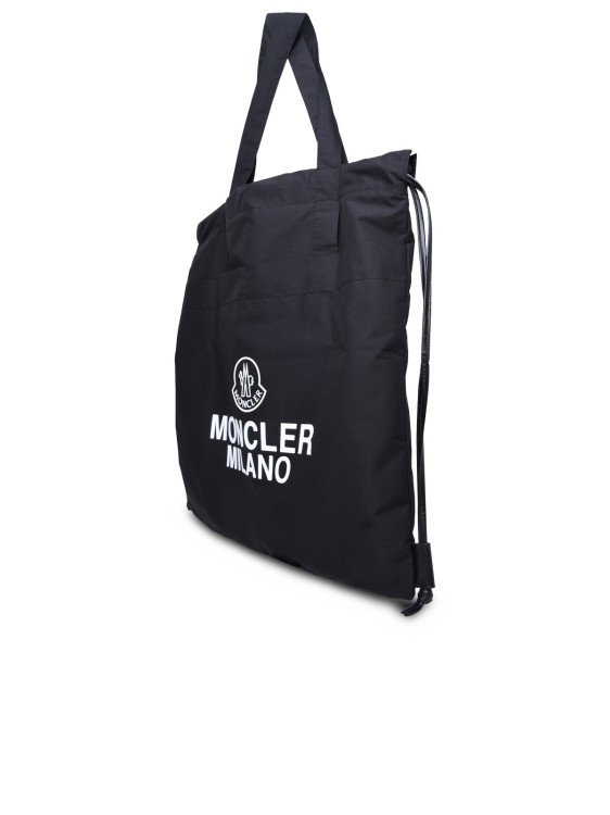 Shop Moncler Black Cotton Blend Tote Bag
