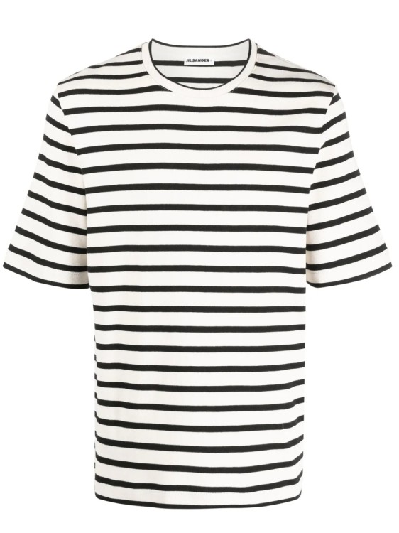 Shop Jil Sander White/black Crew-neck T-shirt