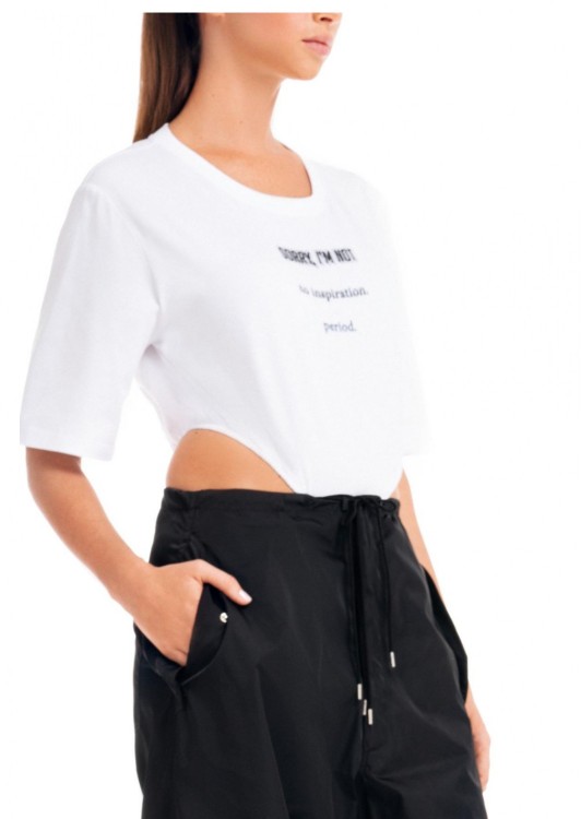Shop Sorry I Am Not T-shirt Bodysuit In White