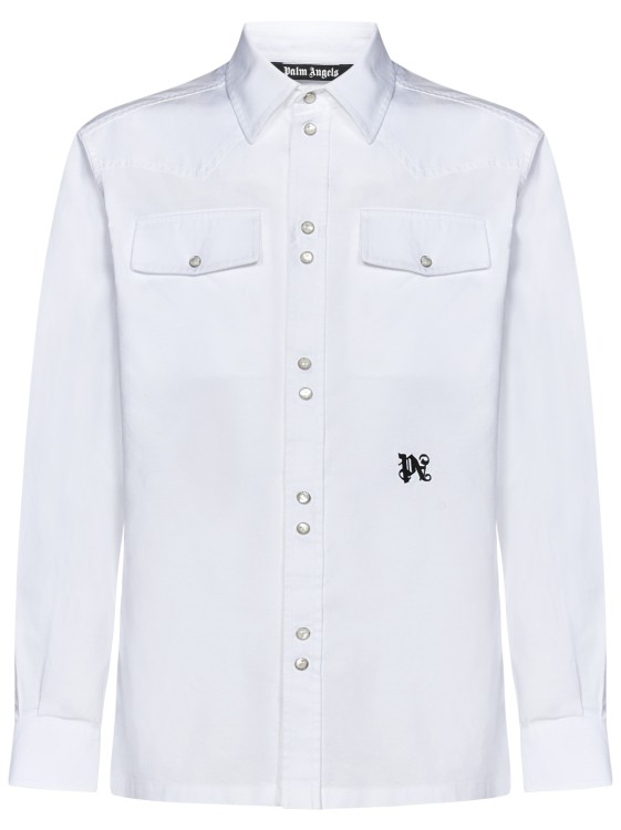 Shop Palm Angels White Cotton Shirt