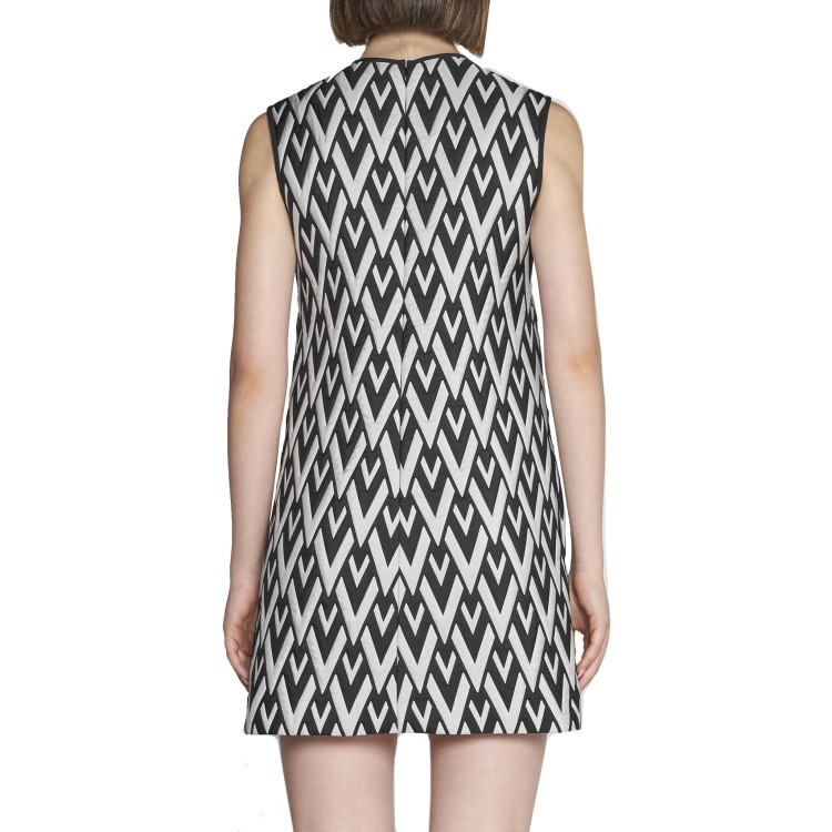 Shop Valentino Jacquard Mini Dress In Grey