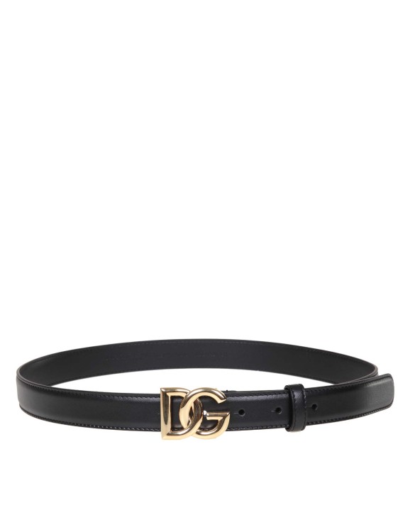Dolce & Gabbana Belt In Calfskin With Crossed Dg Logo In Black
