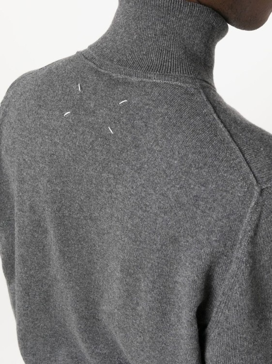 Shop Maison Margiela Roll-neck Fine-knit Jumper In Grey