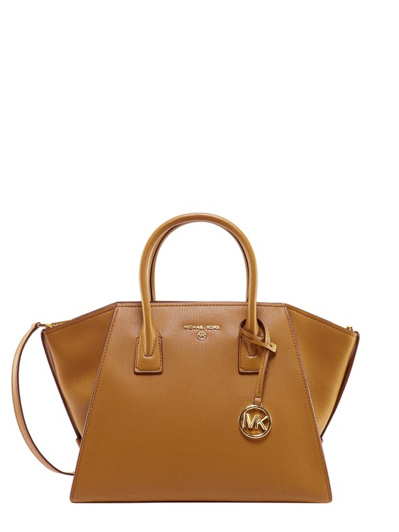 Shop Michael Kors Leather Handbag With Frontal Logo In Brown