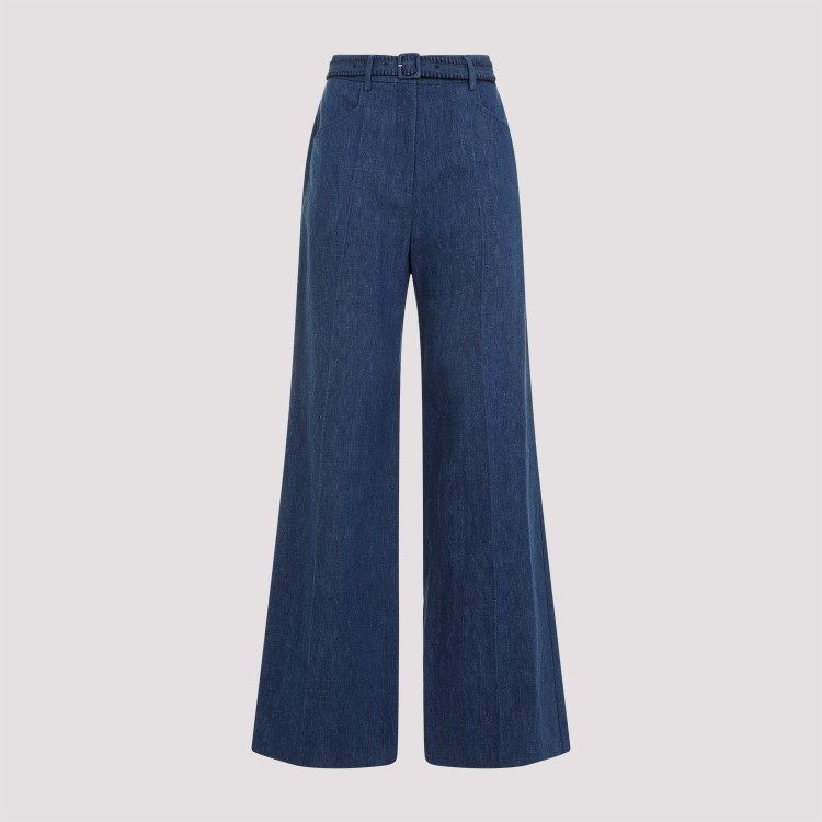 Gabriela Hearst Womens Denim Norman Wide-leg High-rise Cotton And Linen Trousers In Blue