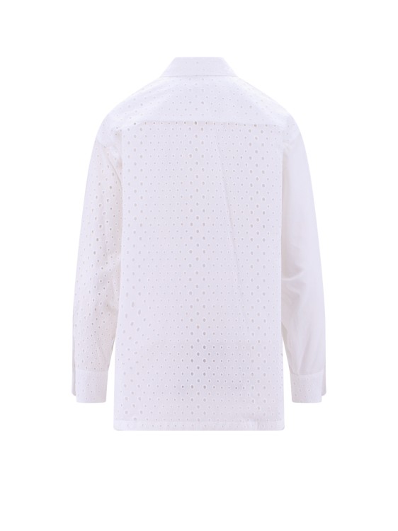 Shop Kenzo Lace Insert Cotton Shirt In White