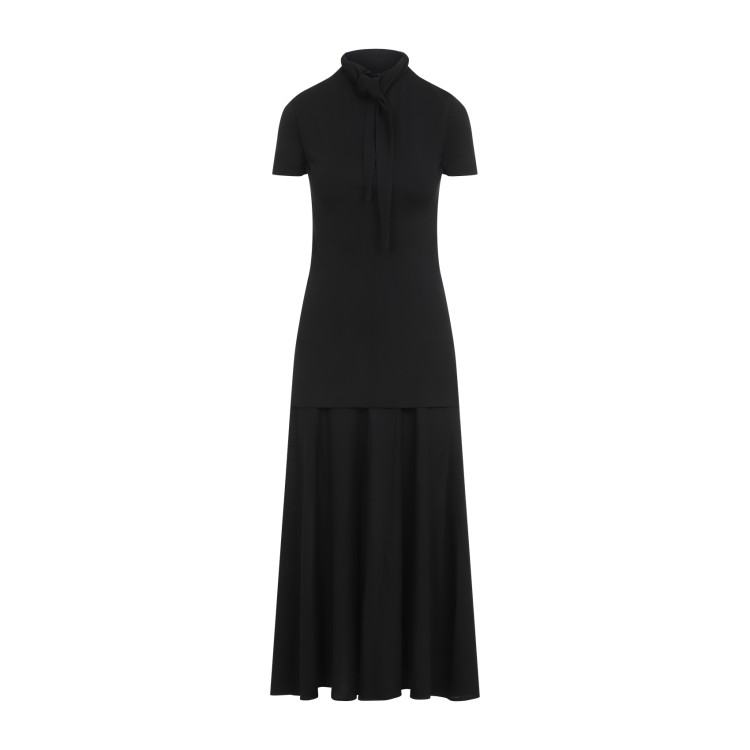 Jil Sander High-neck Viscose Midi Dress In Black
