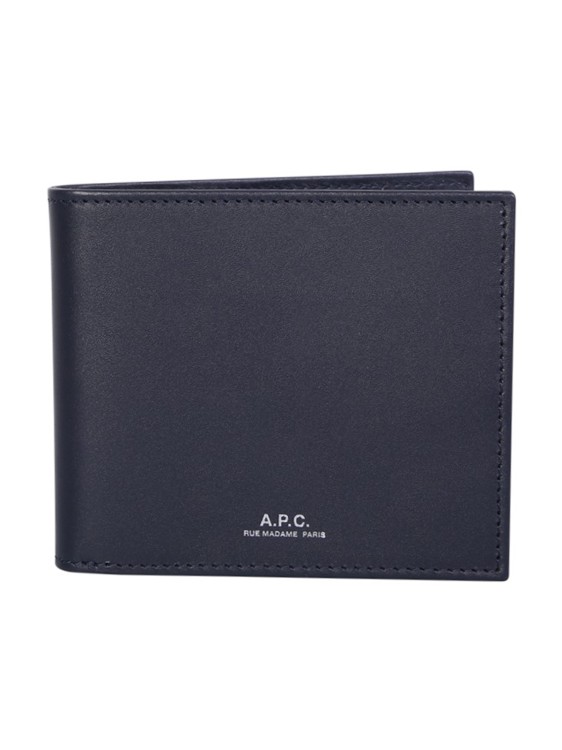 Apc Navy Blue Aly Leather Wallet And Card Slots In Black