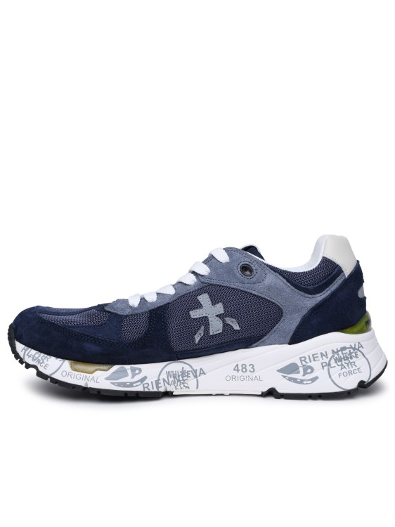 Shop Premiata Mase Sneaker In Blue Leather And Fabric In Grey