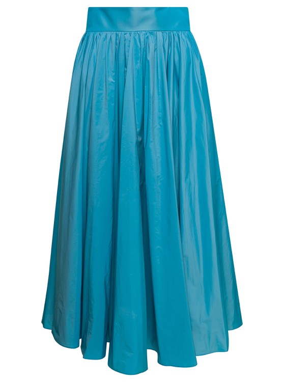 PLAIN LIGHT BLUE MAXI PLEATED SKIRT WITH ZIP FASTENING