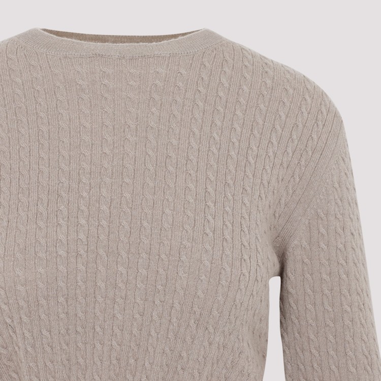 Patou Cable-knit Cropped Sweater In Wool And Cashmere In Grey