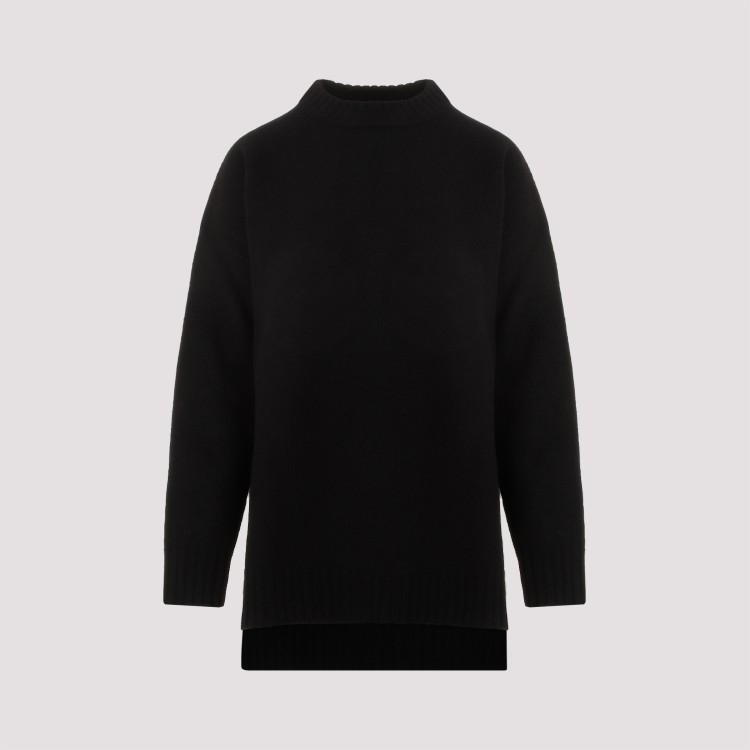 Jil Sander Wool Knit Pullover Mock Neck In Black
