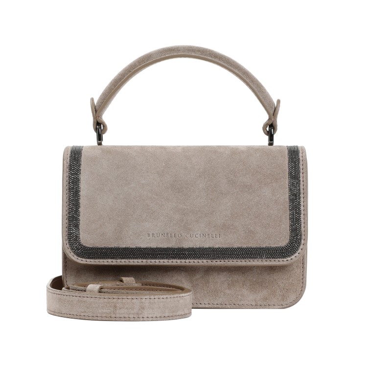 Shop Brunello Cucinelli Ice Suede Leather Handbag In Grey