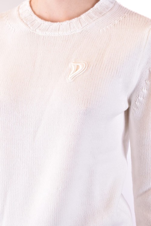 Dondup Long Sleeve Sweater In White