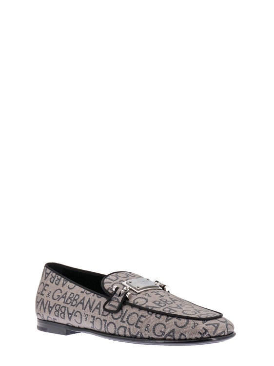 Shop Dolce & Gabbana Loafers With All-over Lettering Logo Print In Grey