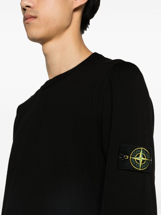 Shop Stone Island Black Cotton Knitted Sweaters