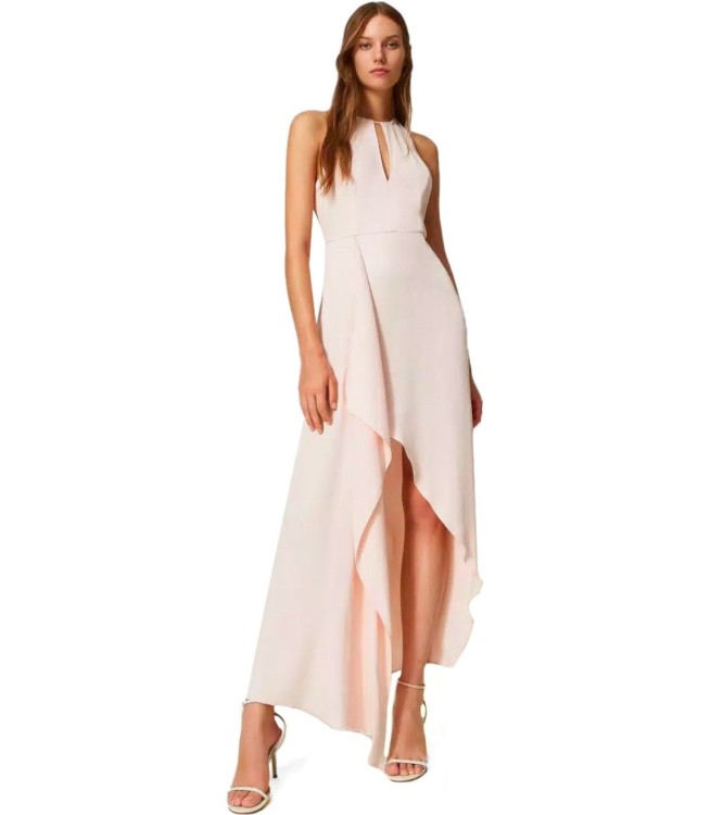Shop Twinset Pink Asymmetric Long Dress