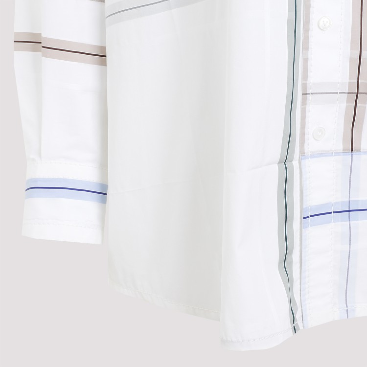 Shop Bottega Veneta Check White Blue Green Cotton Shirt