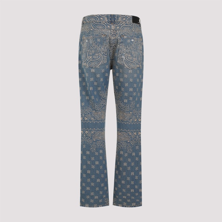 Shop Amiri Crafted Indigo Bandana Jacquard Straight Jeans In Grey